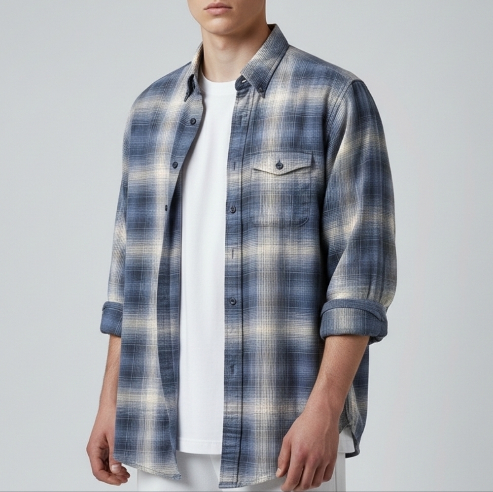 Abercrombie & Fitch Casual Button Down Lightweight Plaid Flannel Shirt Men's S